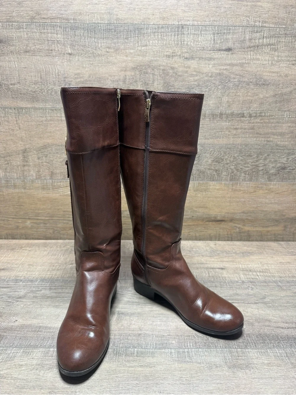 Liz Claiborne Women's Tall Brown Leather Over-the-Knee Boots